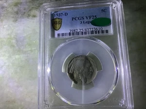 1937-D 3 Legged Buffalo Nickel VF25 - Picture 1 of 2