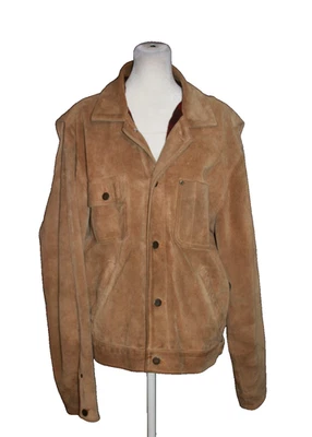 Chaqueta de bombardero vintage Polo Ralph Lauren de cuero gamuza forrada a cuadros para mujer talla L Foto 1 de 4