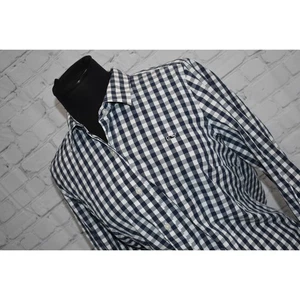 Vineyard Vines Dress Shirt Womens Size 14 Blue White Plaids Cotton - Picture 1 of 7