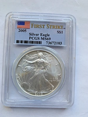 2005 American Silver Eagle. PCGS ms69 - Image 1 of 4