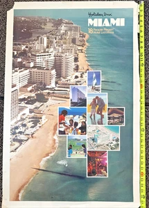 Poster vintage retrò Miami Beach Florida grande fotografia Holiday Inn 38" x 25" - Foto 1 di 9