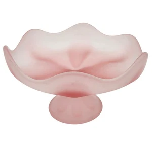 Viking Epic 6 Blütenblätter Glas Kompott Schüssel Schale rosa mattiert mit Aufkleber MCM Vintage - Bild 1 von 10