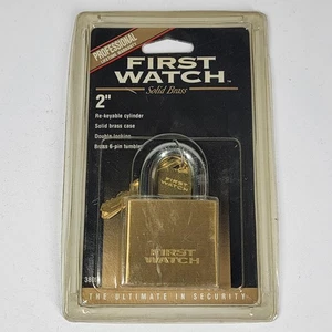 Vintage First Watch 2in 40mm Solid Brass Padlock Re-keyable 6-Pin 3805 Sealed - Bild 1 von 8