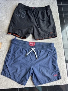 2x Superdry Badeshorts Badehose Swim Shorts Blau schwarz Gr XXL Guter Zustand - Bild 1 von 6