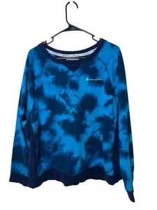 CHAMPION Mujer Damas 2XL Tie Dye Crop Sudadera Azul Cloud Burst Talla Grande - Imagen 1 de 7