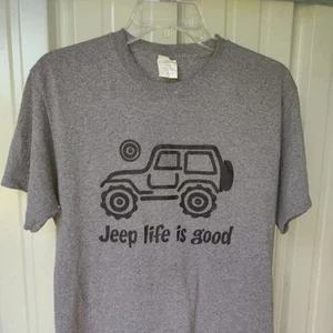 Unisex Adult T-shirt Jeep Life is Good Size M Gray Grey Short Sleeve Casual Top - Picture 1 of 4