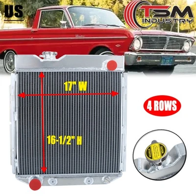 4 Rows Aluminum Radiator For 1960-1966 63 Ford Mustang Falcon Ranchero Comet V8 Foto 1 de 4