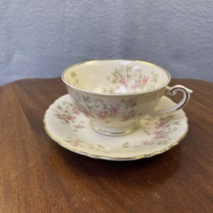 Stansbury Tea Cup Saucers Federal Shape Syracuse China Made In America Floral - Picture 1 of 6