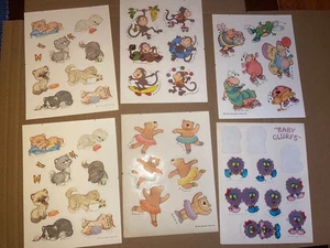 Vintage Hallmark Fuzzy Stickerbogen LG Lot - Katzen, Bären, Insekten, Glurfs - Bild 1 von 3
