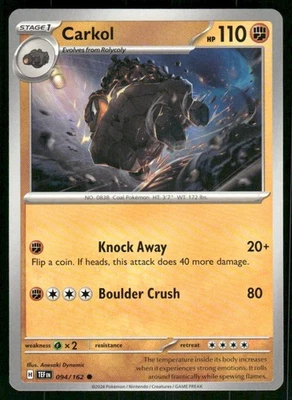 Carkol 094/162 Common Normal NM Pokemon SV05: Temporal Forces - Image 1 of 2
