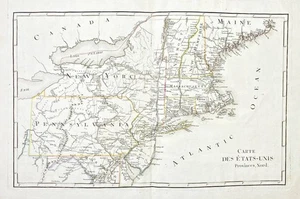 United States USA America New York Pennsylvania Vermont map Karte Capitaine 1790 - Bild 1 von 1