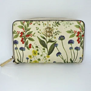Tory Burch Mini Robinson Zip Leder Geldbörse Blumenmuster - Bild 1 von 8