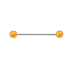 2X Crystal Ball Industrial Bar Scaffold Ear Barbell Ring Nipple PIERCING JEWELRY