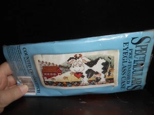CROSS STITCH Kit ~ Eyeglass Case ~ Bargain Price~ COW ~ TLC for Pkg - Picture 1 of 4