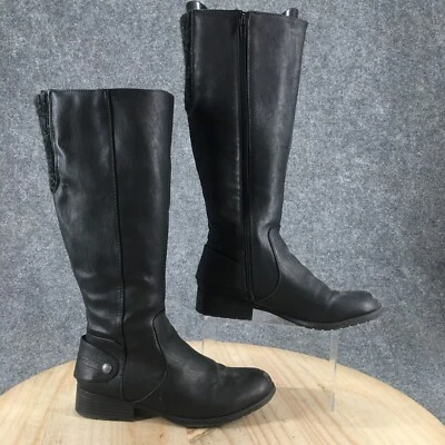 LifeStride Boots Womens 8 M Xyloid Tall Riding Black Faux Leather Side Zip Cuban - Image 1 of 4