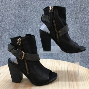 Dolce Vita Boots Womens 6 Ankle Bootie Black Buckle Strap Peep Toe Block Heels - Picture 1 of 15