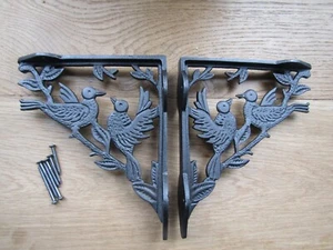 PAIR of 2 BIRDS Cast iron old antique Victorian Rustic vintage shelf brackets AI - Picture 1 of 4
