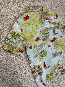 Erika Hawaiian Shirt Blouse Tropical Island Bright Surfer Print Cotton Blend - Picture 1 of 6