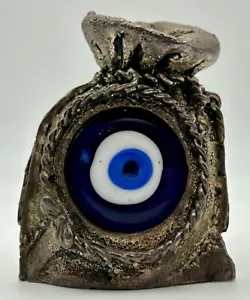 Vintage Blue ‘Evil Eye’ Talisman Paperweight Protection Amulet Luck Decoration - Picture 1 of 7