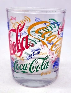 ThriftCHI ~ Coca Cola Multi Color Multi Logo Promotional Glass - Bild 1 von 5