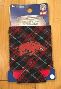 Arkansas Razorbacks Can Insulator Cooler Sleeve Koozie - Plaid - Unused - Kolder - Picture 1 of 2