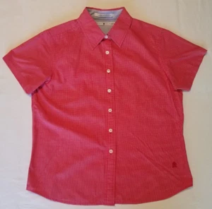Tommy Hilfiger Women's Red Short Sleeve Button UP Collared Dress Shirt Size 6 - Picture 1 of 8