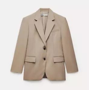 Zara Womens Blazer Suit Size S Brown Oversized Single Breasted 3736/252 NWT - Picture 1 of 8