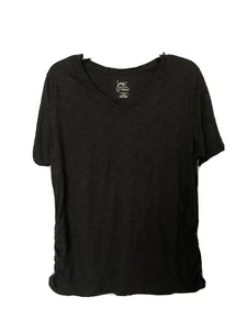 Just My Size JMS Women's 1X Light Striped Elastic Sides Plus Size Shirt - Picture 1 of 6