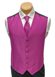Men's Armanno Fuchsia Tuxedo Vest & Long Tie Groom Wedding Prom Medium M - Picture 1 of 5
