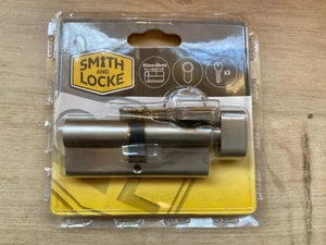 Smith & Locke Nickel effect Brass Single Euro Thumbturn Cylinder lock, (L)80mm ( - Picture 1 of 1