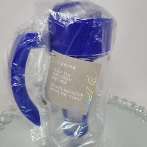 Teavana Iced Tea Infusion Flavored Water Pitcher 64oz. with Blue Handle/Lid NEW - Picture 1 of 4