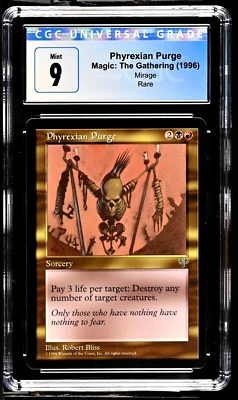 1996 MTG Magic The Gathering Mirage Phyrexian Purge Vintage Rare CGC 9 Mint - Image 1 of 3