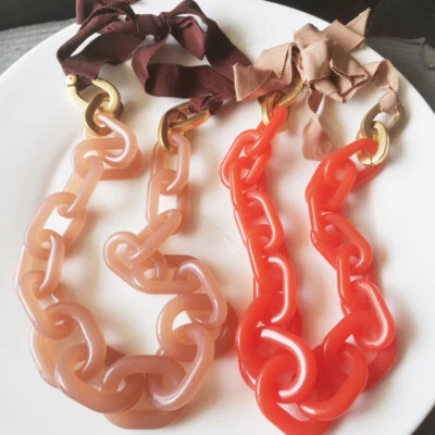 Nuevo collar de cadena gruesa de resina Jcrew vintage para mujer joyería 2 colores elegidos Foto 1 de 4