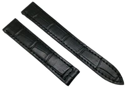 Bracelet De Montre 17Mm Pour Boucle Déployante Tank En Cuir Croco Noir / 48 - Photo 1/4