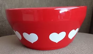 VINTAGE WEST GERMANY WAECHTERSBACH 7 1/2" ROUND BOWL ~ RED W/WHITE HEARTS HEART - Picture 1 of 8