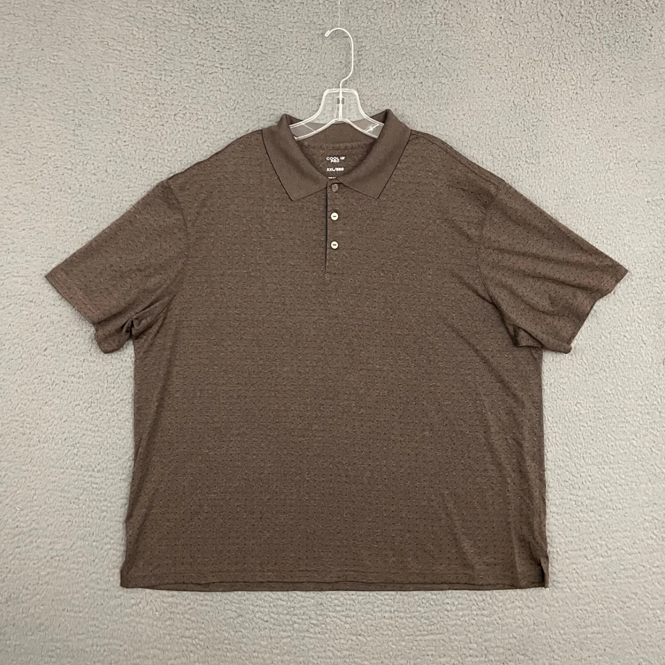 Haggar Cool 19 Pro Polo Shirt Mens 2XL Brown Geometric Golf Dad Preppy Outdoor - Image 1 of 4