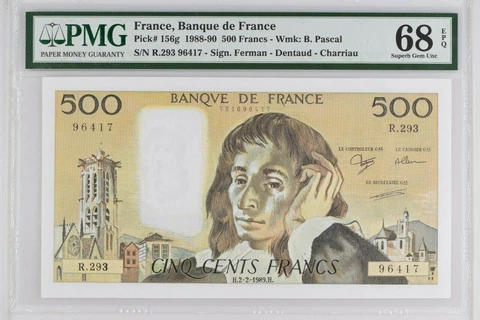 FRANCE 500 FRANCS 1989 PICK 156g PMG 68EPQ TOP POP SUPERB GEM UNC Cover