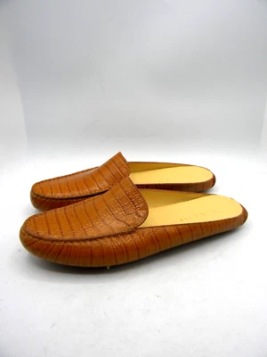 M.GEMI The Felize Saddle Croc Print Leather Mule Driving Flats Sz 37 NEW $198 - Image 1 of 4