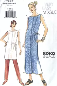 Vestido Vogue Misses, túnica, pantalones patrón Koko Beall 7249 talla 8-12 SIN CORTAR - Imagen 1 de 2