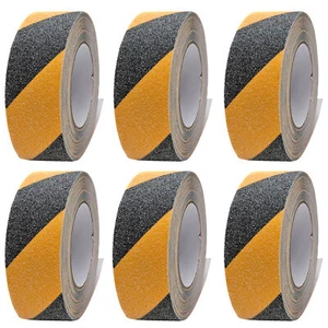 6x Anti Rutsch Band- 50 mm x 10 m- Anti slip tape - selbstklebend Schwarz-Gelb - Bild 1 von 14