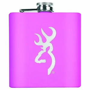 Browning Hot Pink Hip Flask - Fuchsia Silver Buckmark - Picture 1 of 2