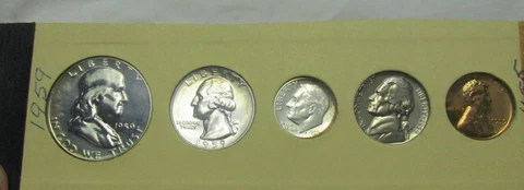 1959 P United States US Mint Proof Set,Mirror Silver Coins,Capital Holder,Nice! Cover