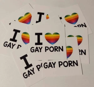 10x I love Gay Porn Aufkleber Fun Spaß Sex Gay LGBT Homo Porno Prank LGBTQ CSD - Picture 1 of 1