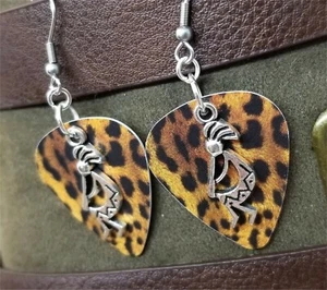 Kokopelli Charm Guitar Pick Earrings - Pick Your Color - Picture 1 of 11