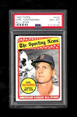 1969 Topps #425 CARL YASTRZEMSKI HOF All-Star PSA 8 NM-MT HIGH END! - Image 1 of 2