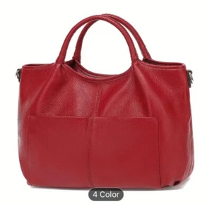 Women/Unisex Genuine Leather Handbag, Large Capacity Handbag ZipFront Satchel - Picture 1 of 1