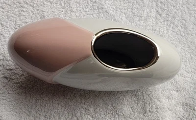 Vase Keramik weiss-rosa oval formano Öffnung 7/4 cm oval H. 13cm B. 20cm - Bild 1 von 3