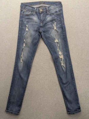 Flying Monkey Jeans Womens 29 Blue Distressed Skinny Stretch Denim Made USA - Image 1 of 4