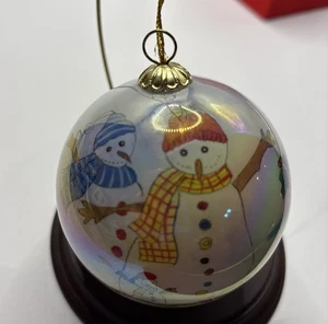 Li Bien Ornamento Muñeco de Nieve Reverso Vidrio Pintado a Mano Navidad - Imagen 1 de 8