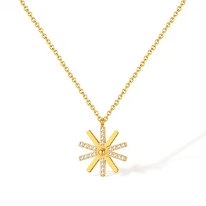 Modern Starburst Pendant Necklace for Women Gold & Silver Dainty Jewelry Gift - Picture 1 of 9